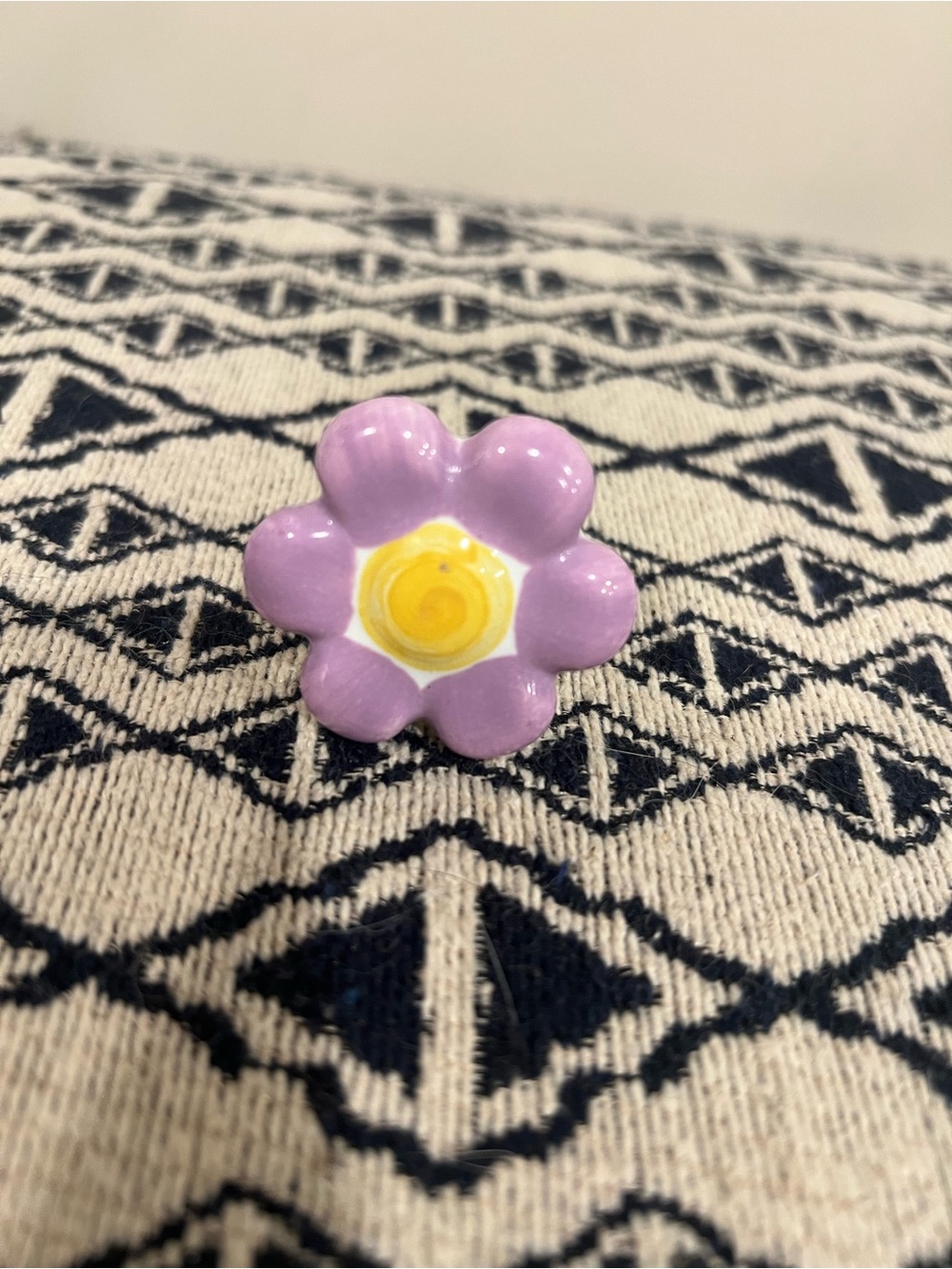 Lavender Ceramic Flower Drawer Knobs Set of 6 | Floral Cabinet Pulls